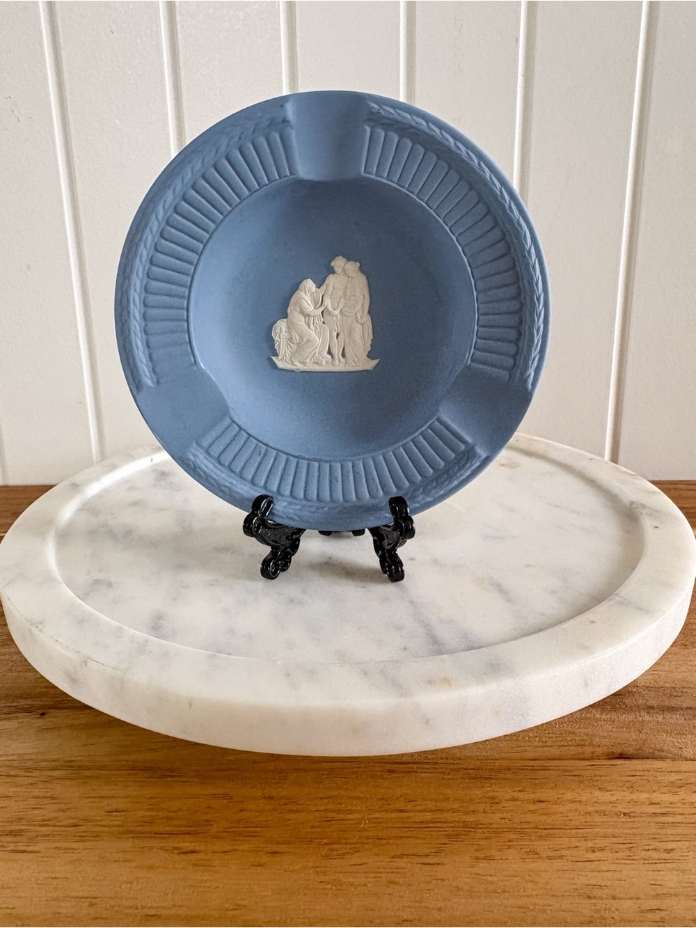 Vintage Wedgwood Blue Jasperware Small Ashtray Classic Roman Style